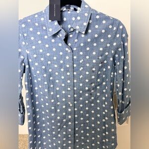 Tommy Hilfiger Light Blue & White Polka Dot Button-Up